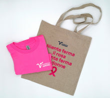 Carica l'immagine nel visualizzatore di Gallery, T-shirt + shopper "Niente ferma il rosa Niente ferma le donne"